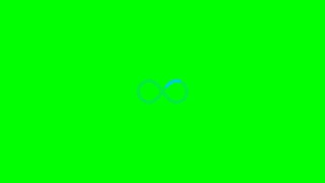 Animated blue infinity symbol loading icon on green screen