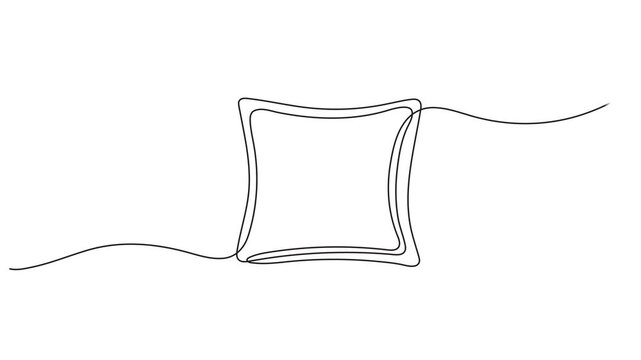 Video. Two pillows continuous single line drawing animation. Full length one line 4K video clip, Animated self drawing of Woman sleeping on pillow bed continuous one line drawing. Sleeping woman in si