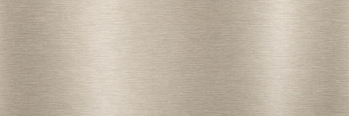 Fototapeta premium Brushed champagne metal texture background, elegant satin nickel finish with soft light reflections, horizontal metallic surface for luxury product design and industrial branding projects