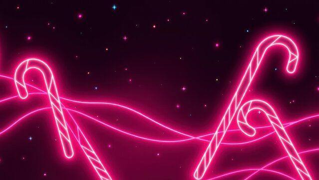 Neon candy canes in starry night sky