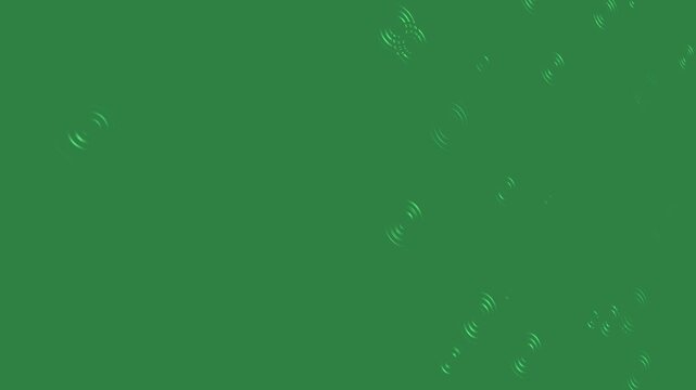 Rippling circular patterns animation expands over a subtle green plane. Gentle liquid wave vibrations move along these circular patterns. Calming ambient fluid motion animates the circular patterns.