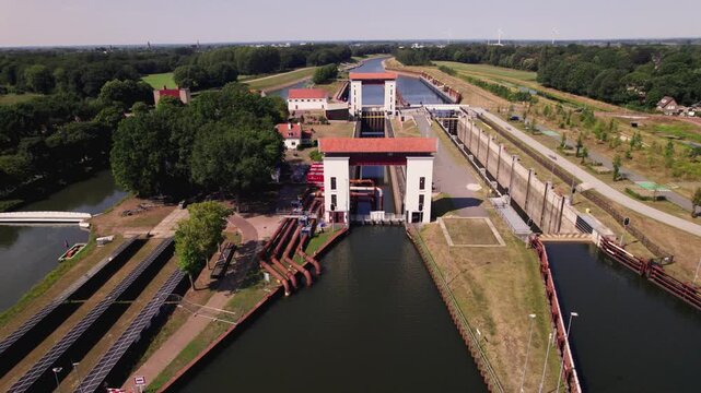 Engineering and waterway machinery inland shipping infrastructure during drought and low water levels