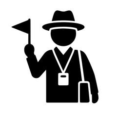 Fototapeta na wymiar Tourist Guide icon flat outline in black