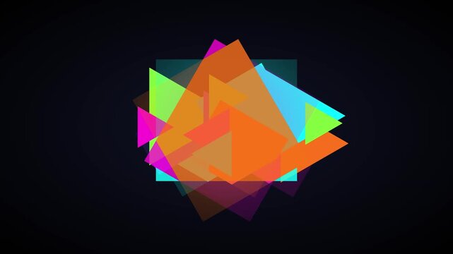 Abstract geometric background with overlapping colorful triangles creating a vibrant and dynamic modern digital art composition