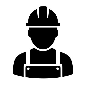 Worker icon flat outline in black