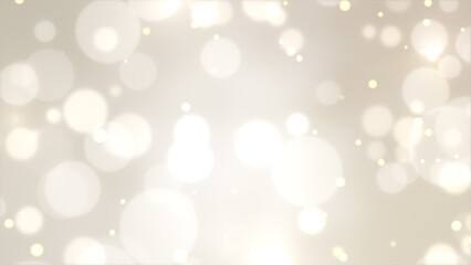 幻想的に輝く光の粒子と玉ボケが舞うベージュとウォームグレーの背景イラスト素材/ Abstract glowing particles and bokeh background on beige and warm gray gradient © NekoMaru