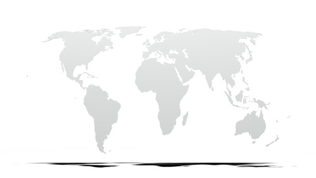 eckert IV world map projection - 3d illustration isolated on transparent background