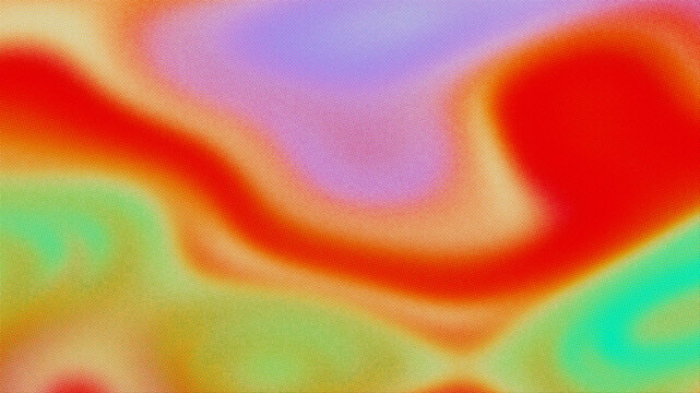 Abstract thermal halftone dot pattern with glowing red, orange, and purple heat map blobs on a textured background. Drops into a bold rave poster and abstract graphic design composition.