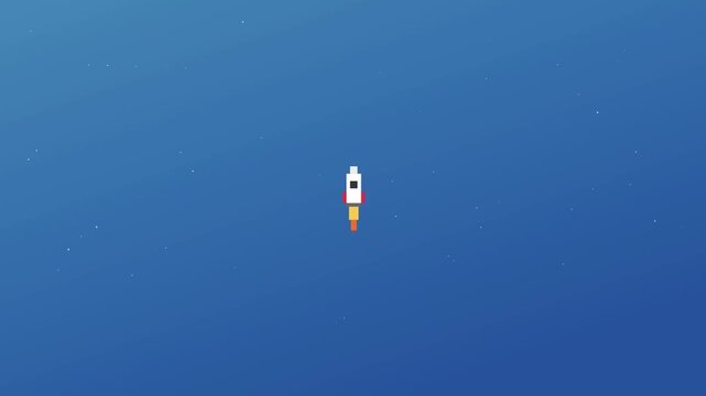 Minimalist rocket launching into starry space smooth ascent animation