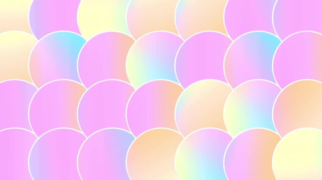 Pastel gradient background with overlapping circles, iridescence geometric pattern 4k animation.
