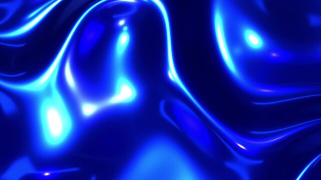 Blue chrome liquid metal waving 3d animation, shiny  waves background, 4k seamless animation.
