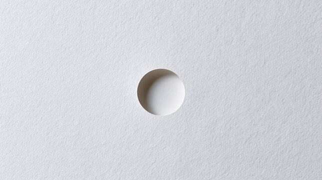 Minimalist White Paper Texture Background with Central Circular Inset Cutout