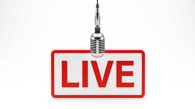 Live Broadcast Sign with Hanging Lightbulb for Streaming and Media