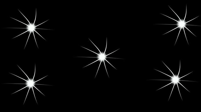 Twinkle star glitter sparkle, Twinkle Stars Light Animation, blinking cartoon stars, 4k star sparkle vector doodles, glowing star light effect, retro shine movement, flat black screen background. 4k