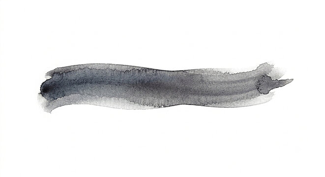 Isolated elegant charcoal gray horizontal watercolor brushstroke