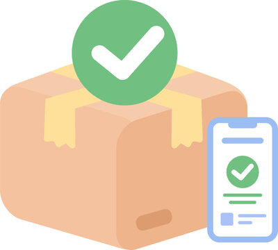 Approved Package Delivery Icon. Verified Order and Successful Shipment Symbol. Simple Vector for Online Shopping, E Commerce, Product Delivery, Order Confirmation and Logistics.