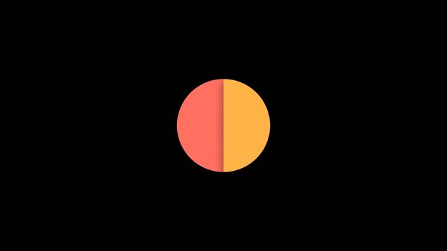 Minimalist abstract animation of a split circle moving on a black background.