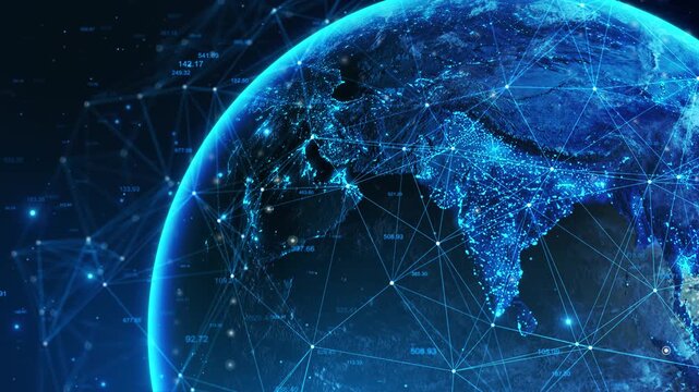 Digital connections span planet locations information regions. worldwide networks, data transfer, , economic research, cybersecurity, cloud services, navigation, trade corporate presentations.