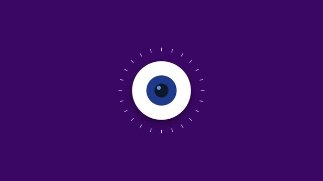 Minimalist animated eye icon on a purple background