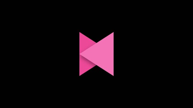 Minimalist pink geometric bow-tie shape on a black background.