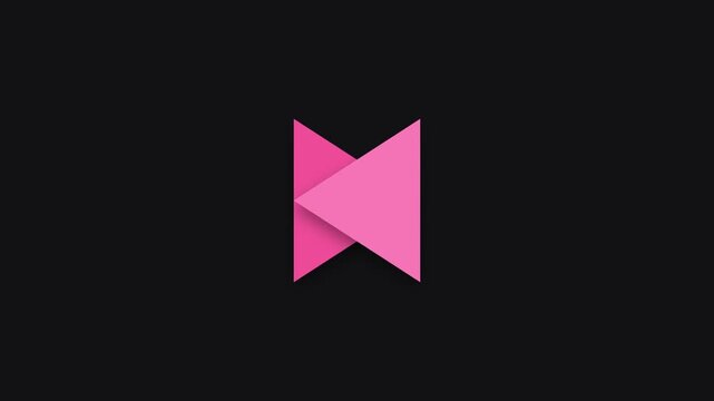 Minimalist pink geometric logo on a black background.