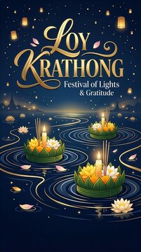 Modern Editorial Loy Krathong Typography Illustration
