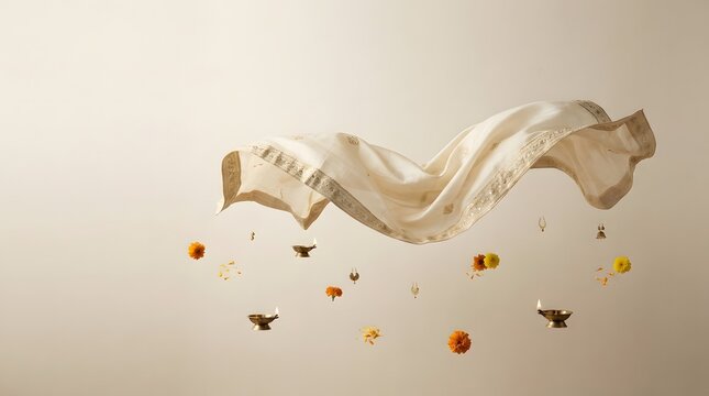 A beautiful splash of creamy white milk flowing elegantly with fresh colorful flower petals floating in air