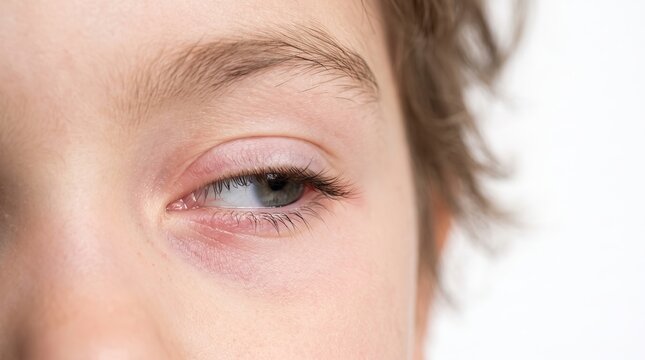 Close up View of Inflamed Swollen Eye with Hordeolum Stye on Lower Eyelid