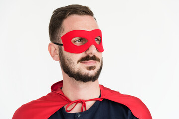 Man wearing a red superhero costume © Rawpixel.com