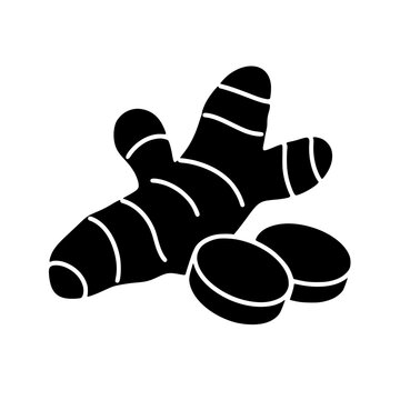 Turmeric icon flat outline in black