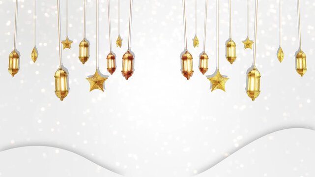 Traditional Arabic lamps gold star ornaments banner room festive message. Ramadan promotions, Eid greetings, mosque events, iftar invitations, community programs, spiritual content luxury festival