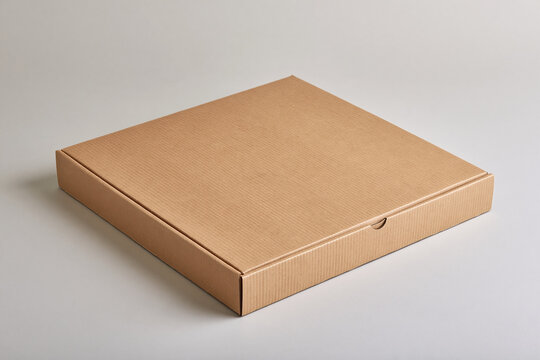 Cardboard pizza box closed slight top angle clean