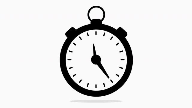 Classic Analog Stopwatch Clock Icon Isolated on White Background Animation