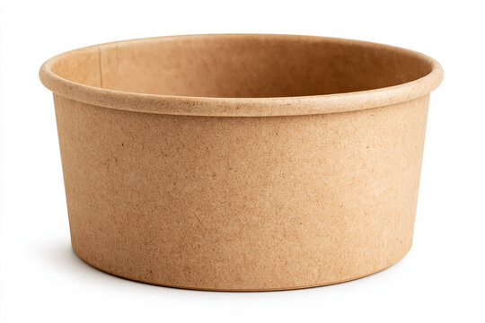 Kraft paper food container isolated on white background