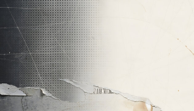Asymmetric Mixed Media Halftone Dot Texture with Torn Paper