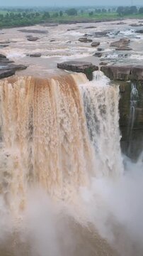 Vertical Aerial View of Purwa Waterfall Rewa Madhya Pradesh India