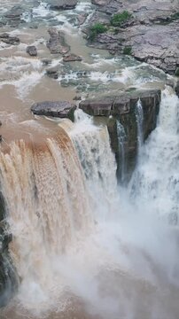Vertical Aerial View of Purwa Waterfall Rewa Madhya Pradesh India