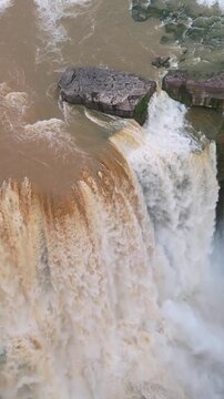 Vertical Aerial View of Purwa Waterfall Rewa Madhya Pradesh India