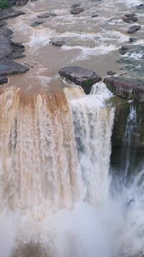 Vertical Aerial View of Purwa Waterfall Rewa Madhya Pradesh India