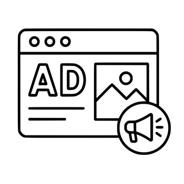 Ad icon flat outline in black