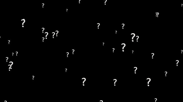 Question Mark Animated on Screen Looping, Use Chroma Key and Composite on any Visual, Concept of What When Where Why and how to, Alpha Transparent 4K stock video