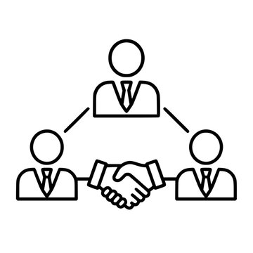 Business Connections icon flat outline in black