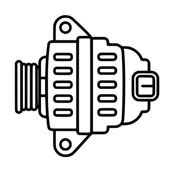 Car alternator icon flat outline in black