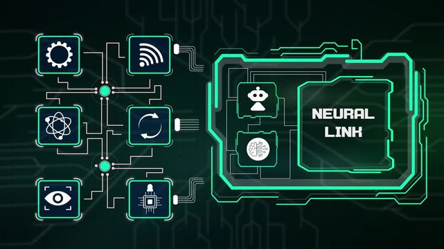 Monitoring neural link brain computer interface operation showing wireless data transmission, microchip processing and smart sync