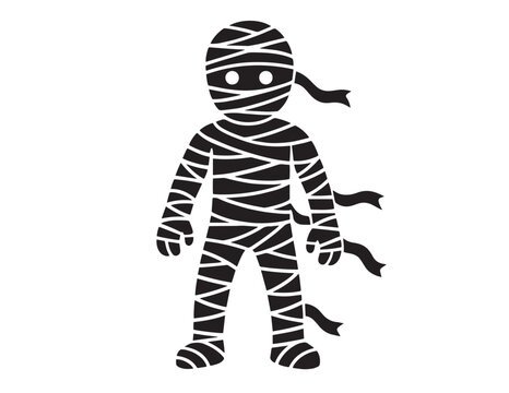 Cute mummy character silhouette for halloween party design isolated on white background