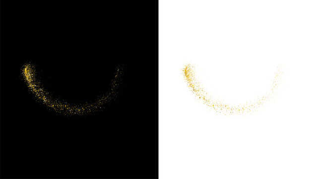 Gold Glitter Swoosh Curve with Shimmering Sparkle Trail and Star Dust