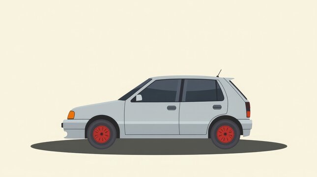 Collection of flat vector car illustrations in side view on white background