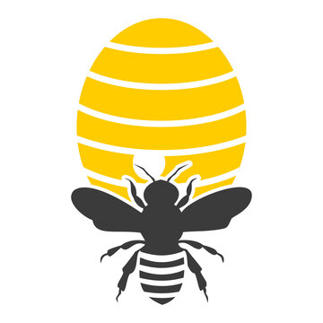 Honeycomb and bee icon isolated on transparent background