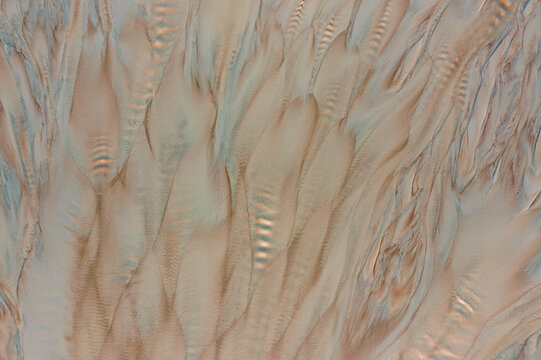 Aerial view of sediment abstract patterns and textures in Poland.