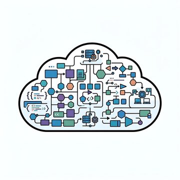 Cloud infrastructure diagram illustrating interconnected software and data services